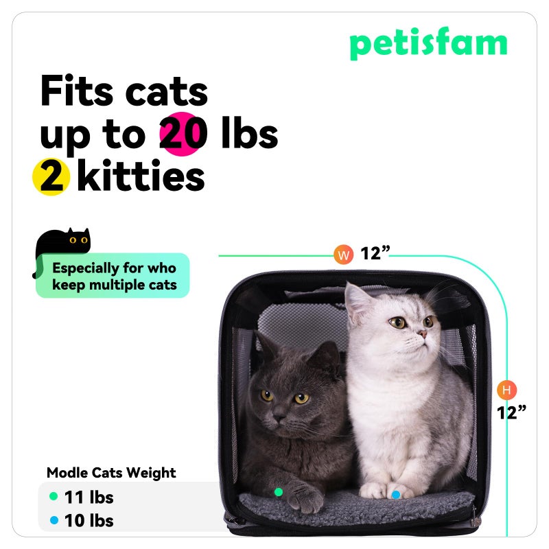 petisfam Quick-in Pet Carrier for Cats. 360Â° Airy Mesh Windows Let Fur-Kids See You & Breath Easy, Reduce Travel Anxiety. Rip-Stop Fabric & Lockable Zips Hug Securely. Washable Pad. Adjustable Shoulder Strap - Image 5